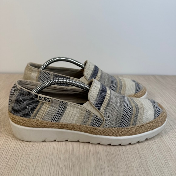 BOBS from Skechers Shoes - Skechers BOBS Women Striped Espadrille Slip On Platform Sneakers 114521 NVMT 7.5